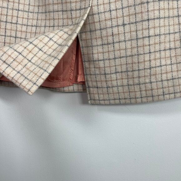 Vintage Kellwood Company Wool Plaid A-Line Skirt Beige Gray Check Lined Size 10 - Picture 10 of 10